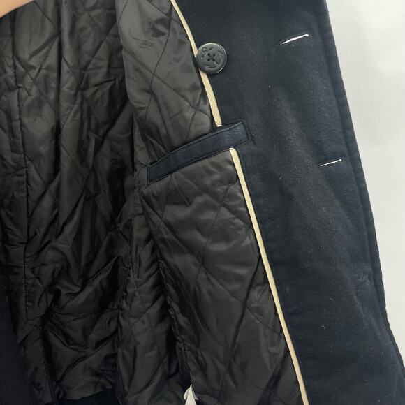 American Eagle Women Wool Blend Five Button Black Pea Coat - Picture 8 of 10